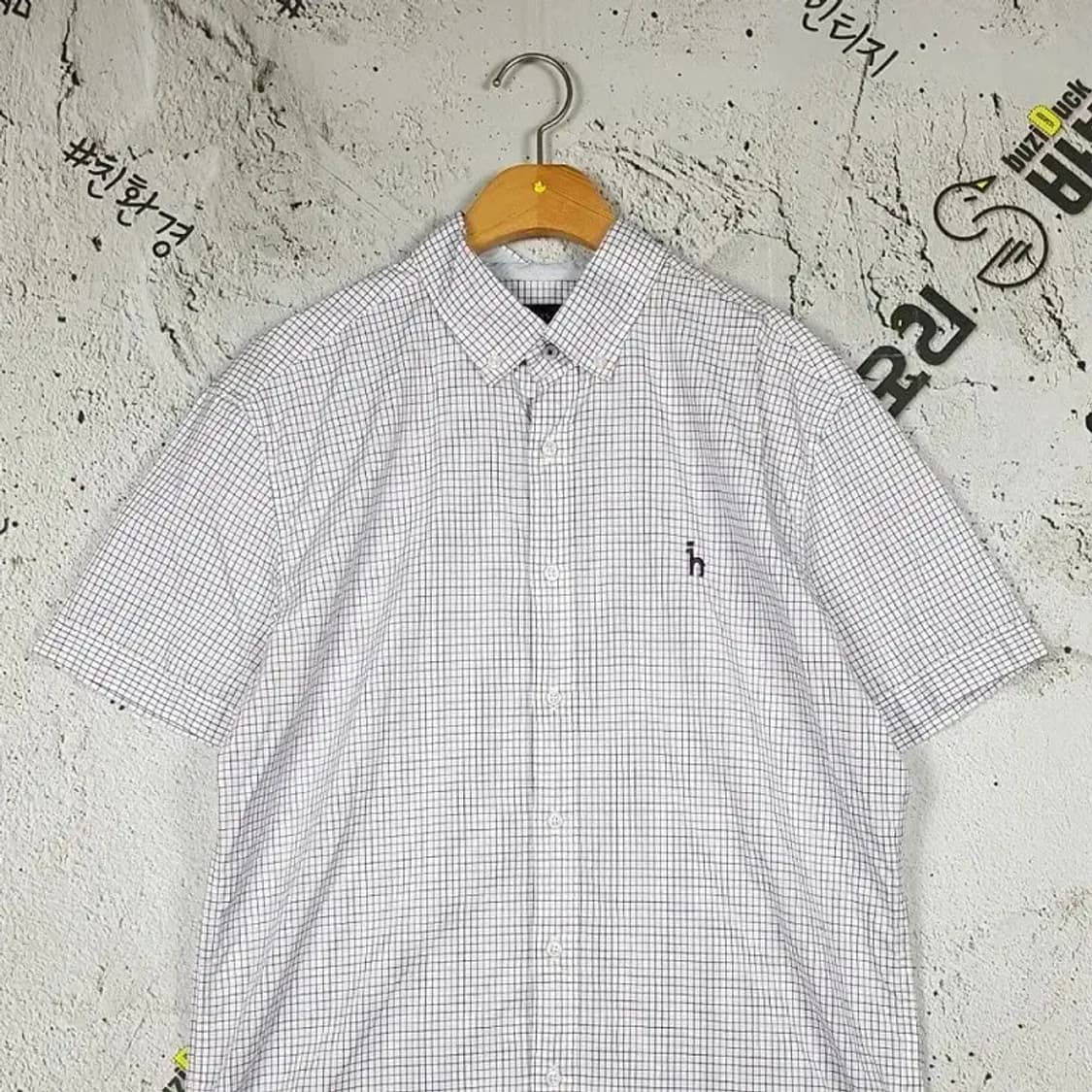 헤지스 HAZZYS 셔츠 반팔 화이트 테터솔체크 105 1100321 상품이미지3