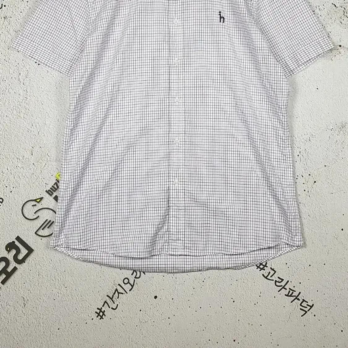 헤지스 HAZZYS 셔츠 반팔 화이트 테터솔체크 105 1100321 상품이미지4