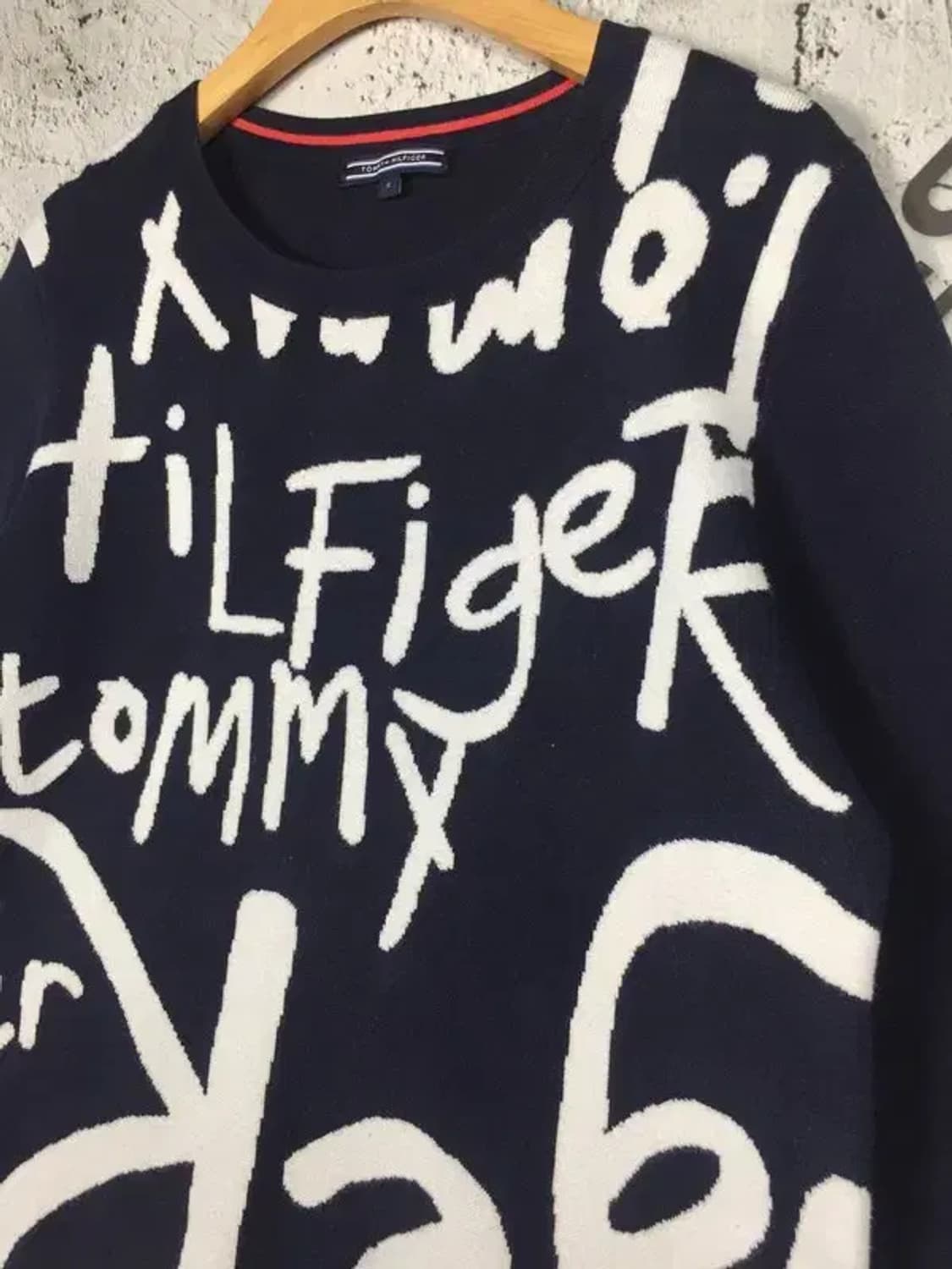 타미힐피거 레터링 라운드넥 여성 니트 네이비 S 2400093 상품이미지6