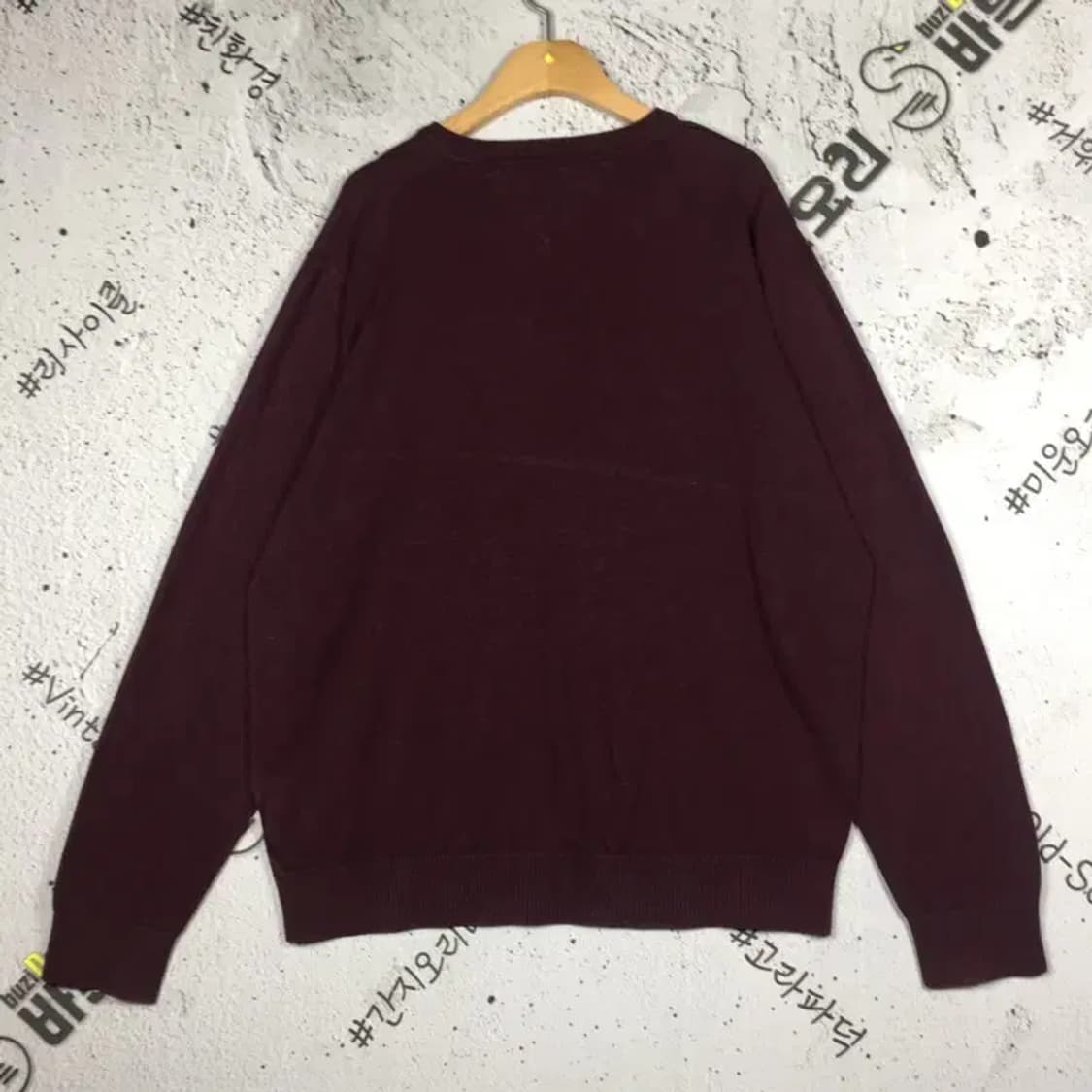 타미힐피거 TOMMY 브이넥 니트 스웨터 와인 L 2400096 상품이미지2