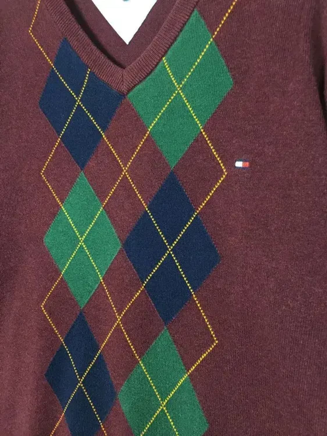 타미힐피거 TOMMY 브이넥 니트 스웨터 와인 L 2400096 상품이미지3