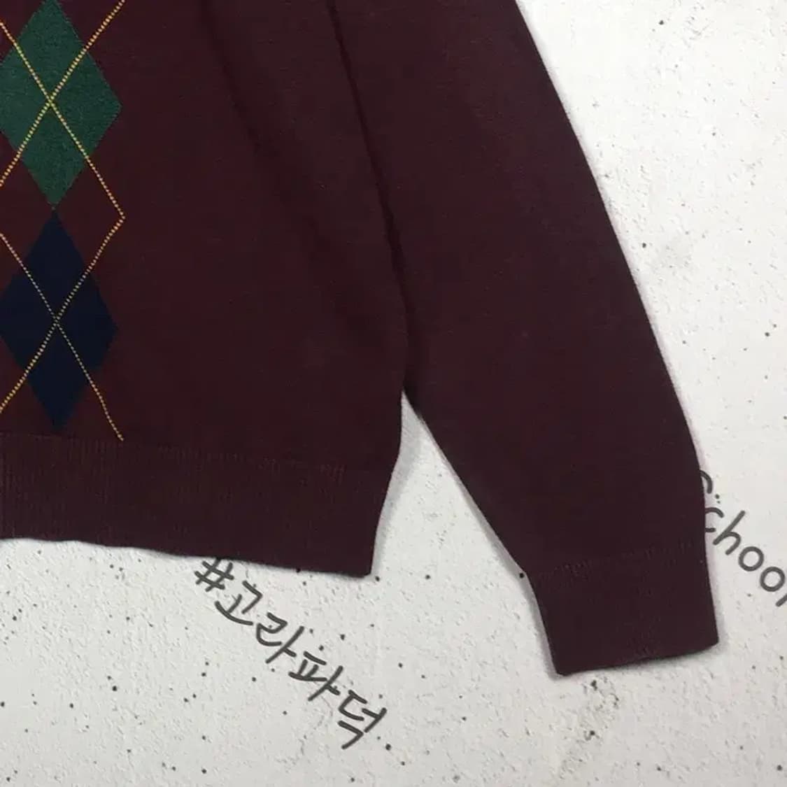 타미힐피거 TOMMY 브이넥 니트 스웨터 와인 L 2400096 상품이미지5