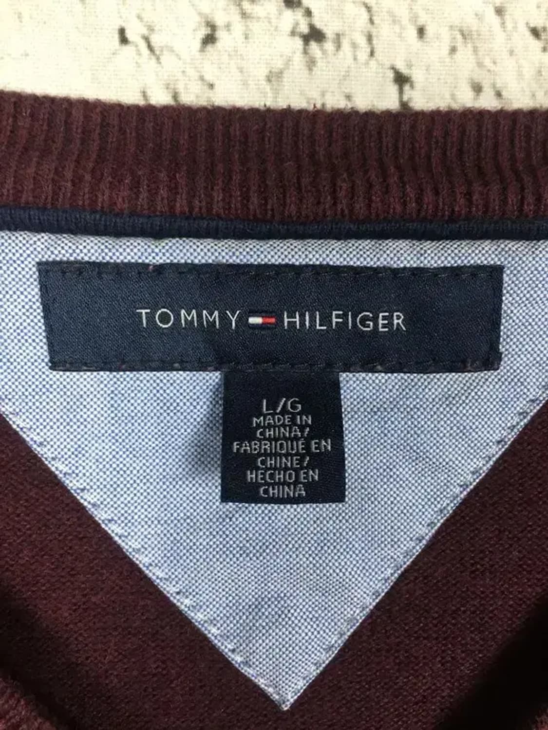 타미힐피거 TOMMY 브이넥 니트 스웨터 와인 L 2400096 상품이미지6