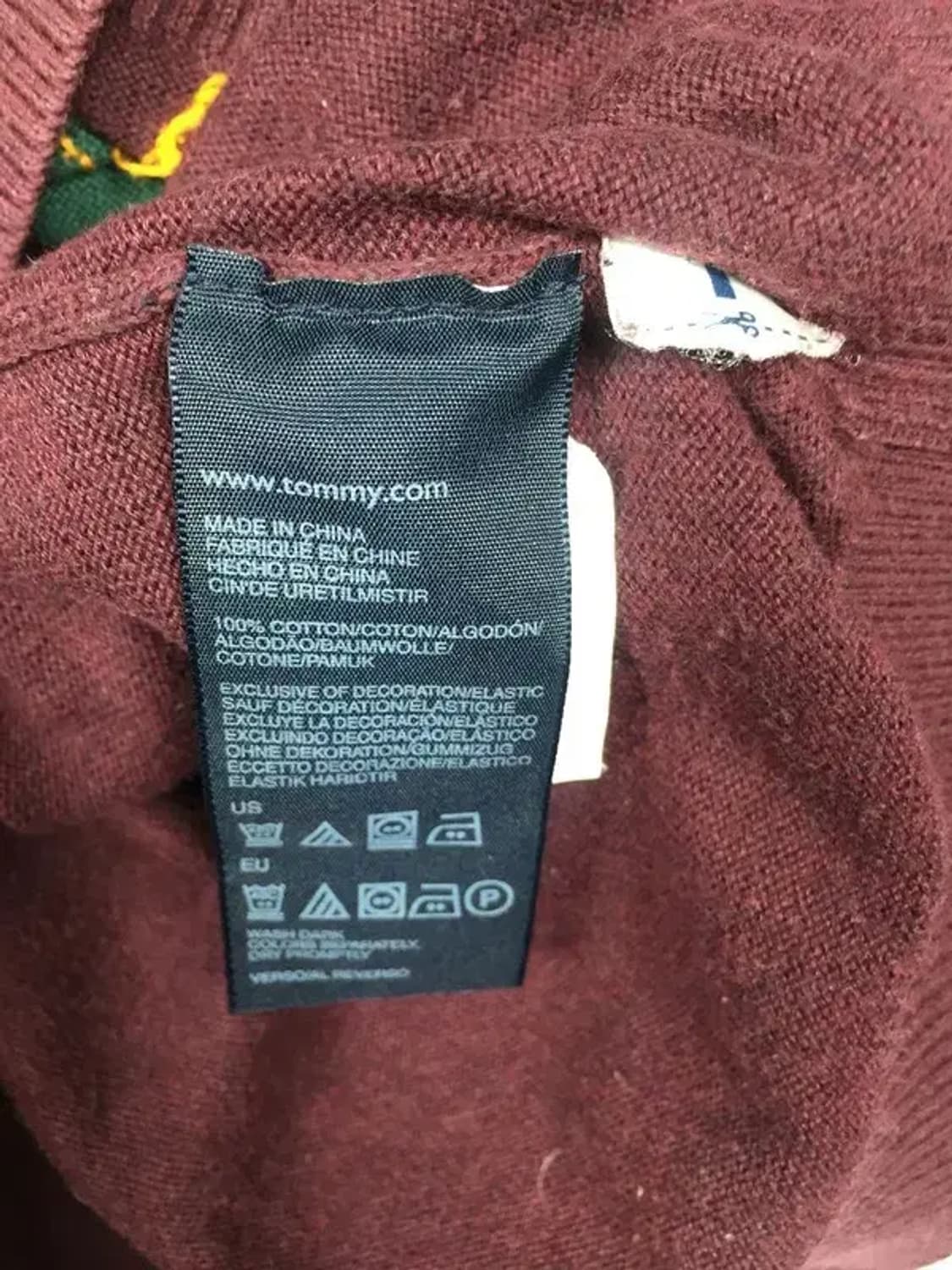 타미힐피거 TOMMY 브이넥 니트 스웨터 와인 L 2400096 상품이미지7