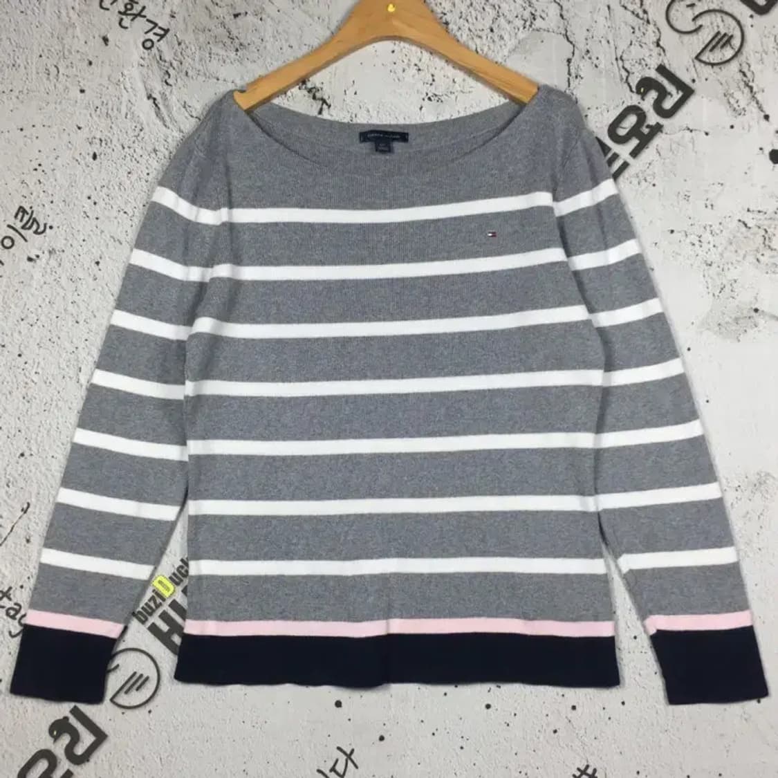 타미힐피거 TOMMY 여성 보트넥 니트 그레이 L 2400097 상품이미지1