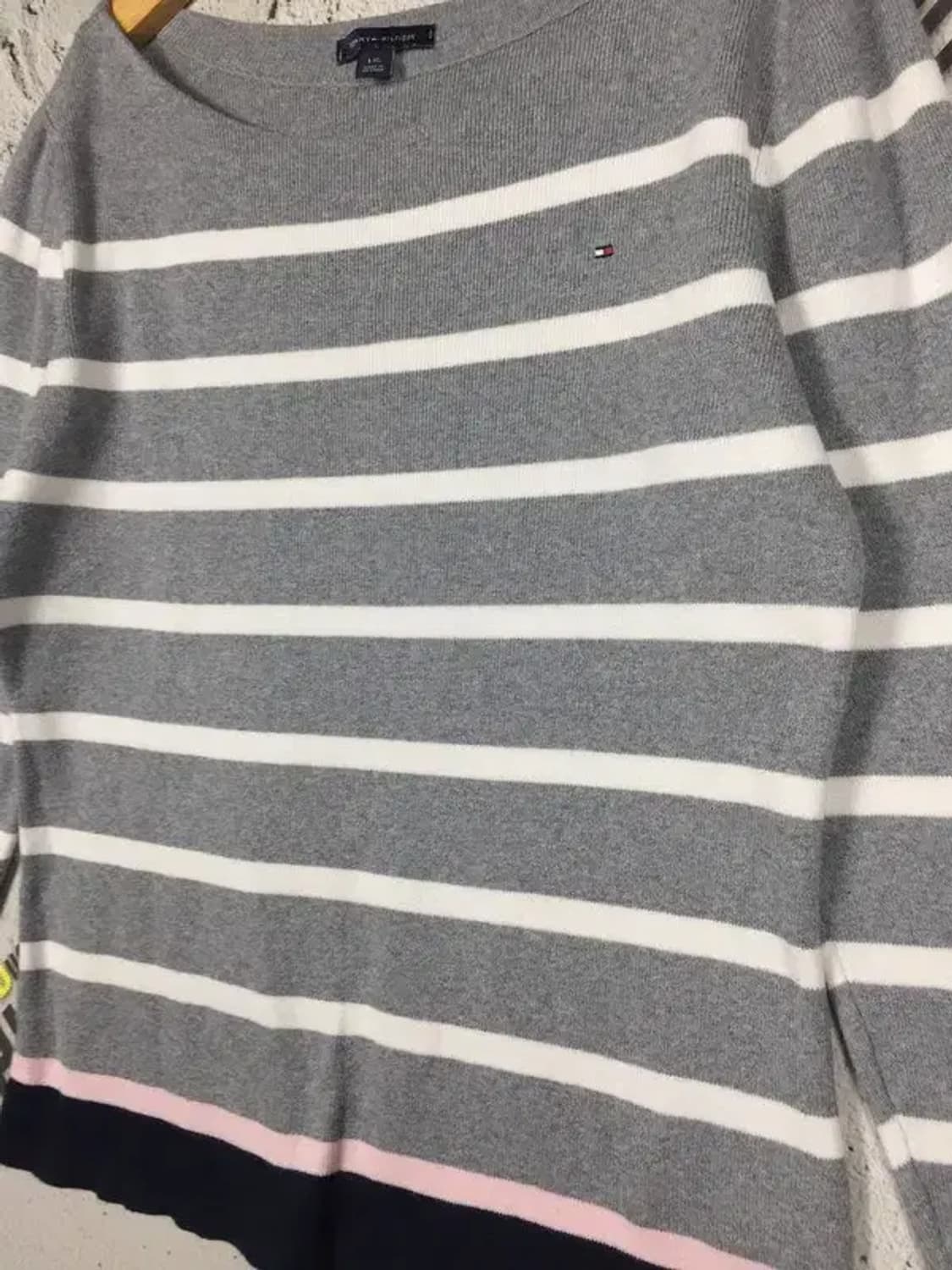 타미힐피거 TOMMY 여성 보트넥 니트 그레이 L 2400097 상품이미지3