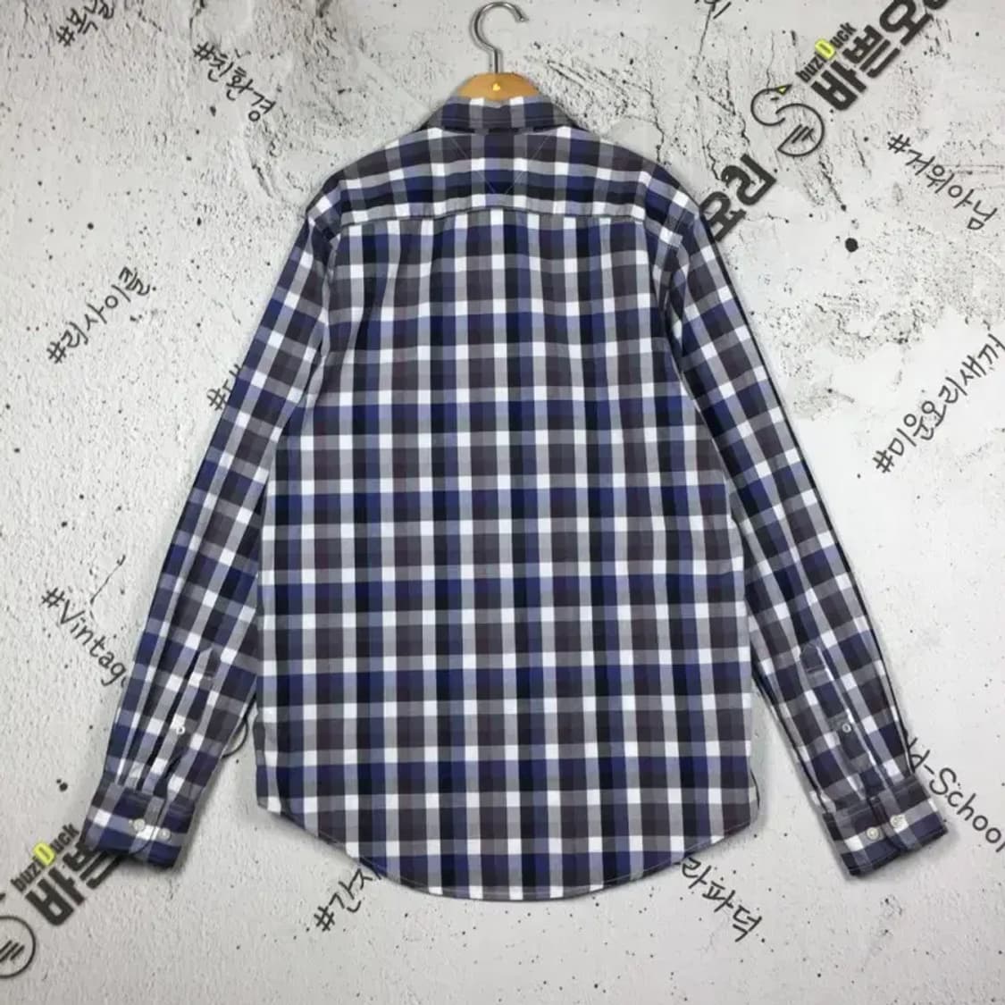 타미힐피거 TOMMY 긴팔 셔츠 남방 네이비 체크 M 1100323 상품이미지2