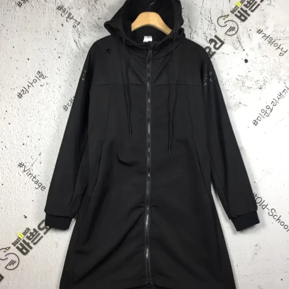 데상트 여성 기모 후드 집업 롱 자켓 블랙 100 3200063 상품이미지1