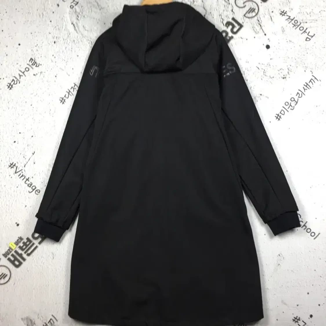 데상트 여성 기모 후드 집업 롱 자켓 블랙 100 3200063 상품이미지2