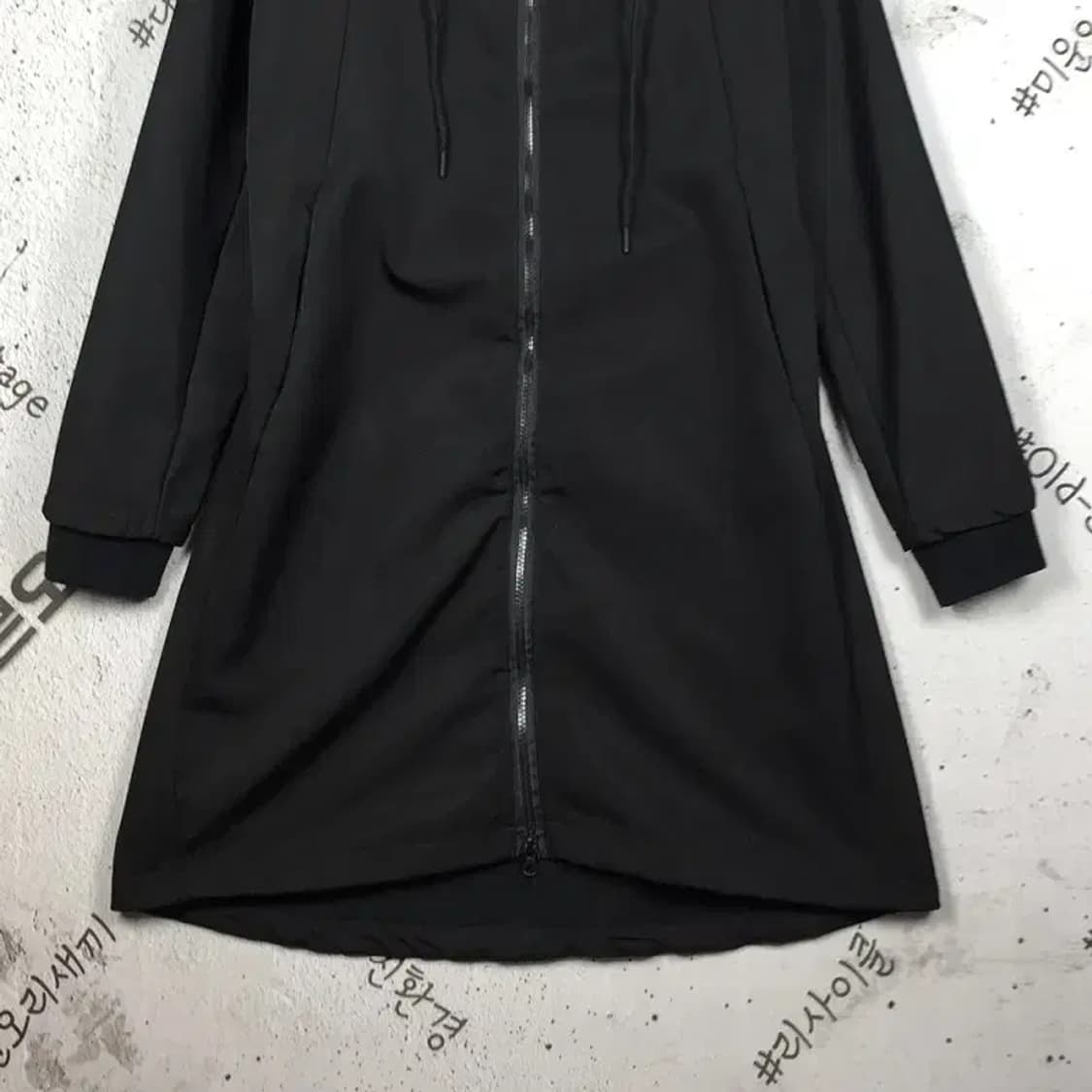 데상트 여성 기모 후드 집업 롱 자켓 블랙 100 3200063 상품이미지5