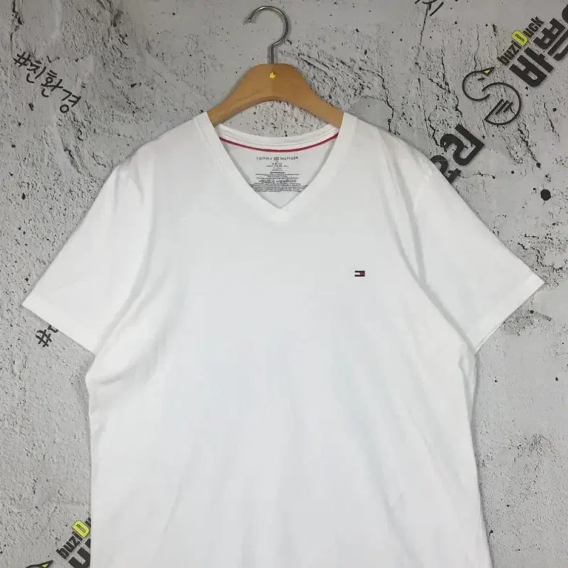 타미힐피거 브이넥 기본 반팔 티 화이트 M 1000491 상품이미지4