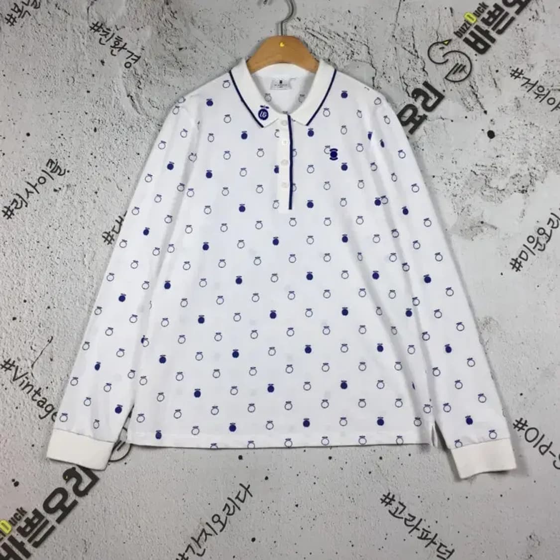 와이드앵글 W.ANGLE 골프 긴팔 카라 티 화이트 105 2100149 상품이미지1