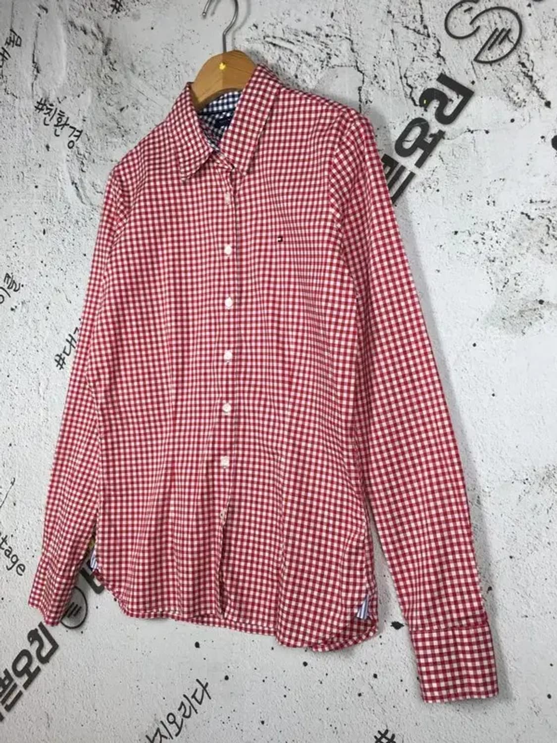 타미힐피거 TOMMY 여성 셔츠 레드 깅엄체크 95 1100333 상품이미지4