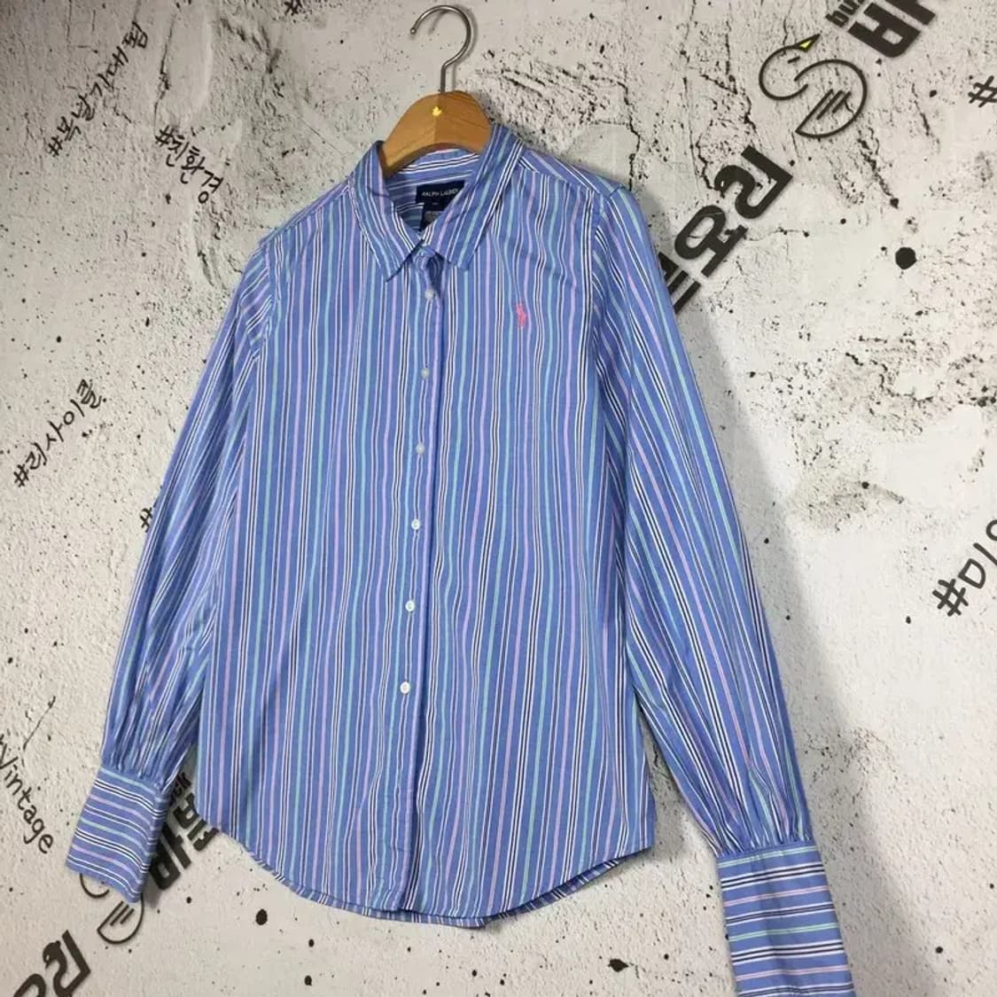 랄프로렌 여성 스트라이프 긴팔 셔츠 블루 S(14) 1100338 상품이미지4