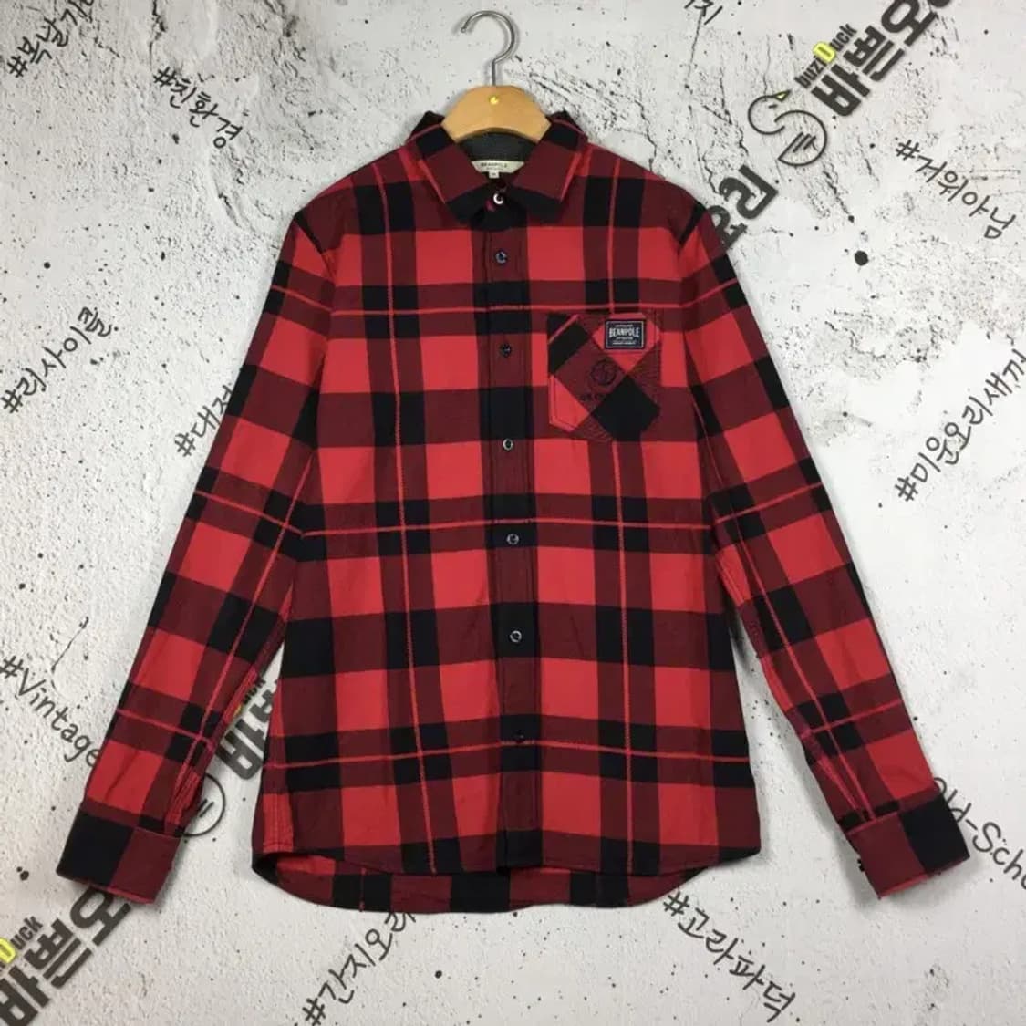 빈폴 아웃도어 도톰 포켓 셔츠 긴팔 레드 타탄 95 1100336 상품이미지1