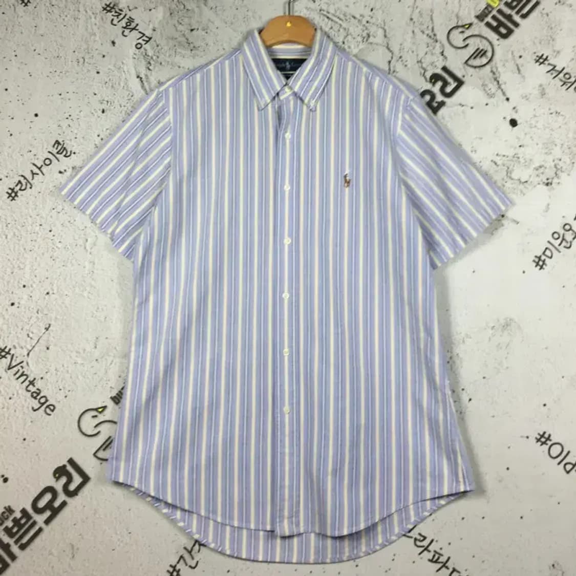 랄프로렌 컬러포니 반팔 셔츠 라이트 블루 스트라이프 M 1100341 상품이미지1