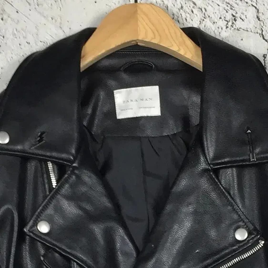 자라 ZARA 맨 바이커 라이더 가죽 자켓 블랙 USA M 3200070 상품이미지4