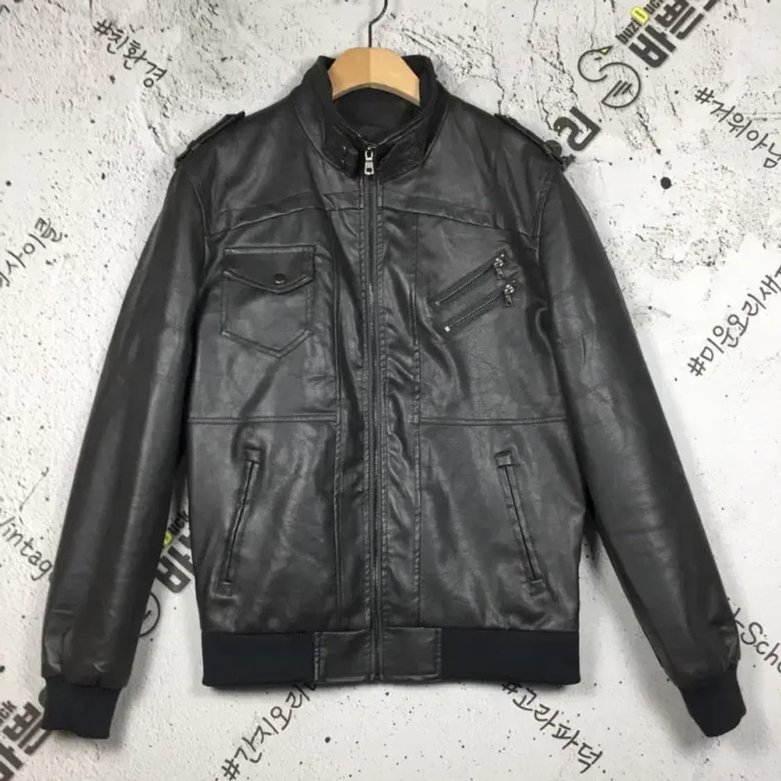 하이넥 바이커 라이딩 가죽 자켓 블랙 M 3200072 상품이미지1