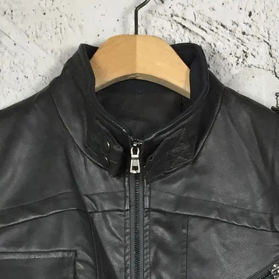 하이넥 바이커 라이딩 가죽 자켓 블랙 M 3200072 상품이미지4