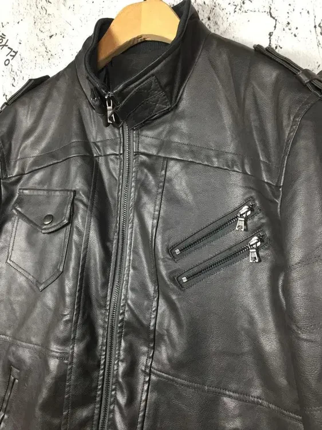 하이넥 바이커 라이딩 가죽 자켓 블랙 M 3200072 상품이미지8