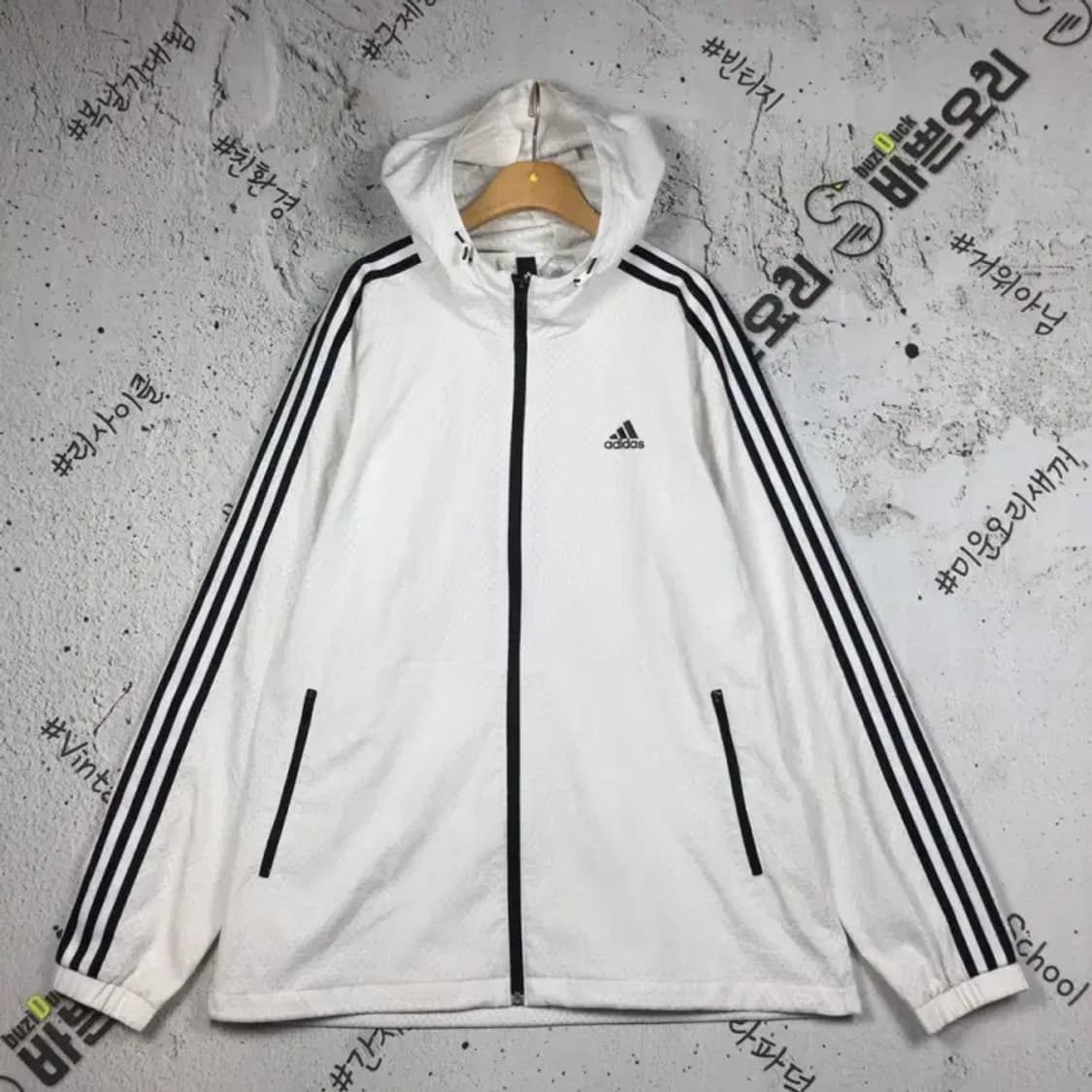 아디다스 3S 화이트 우븐 윈드브레이커 자켓 화이트 XL 3800191 상품이미지1