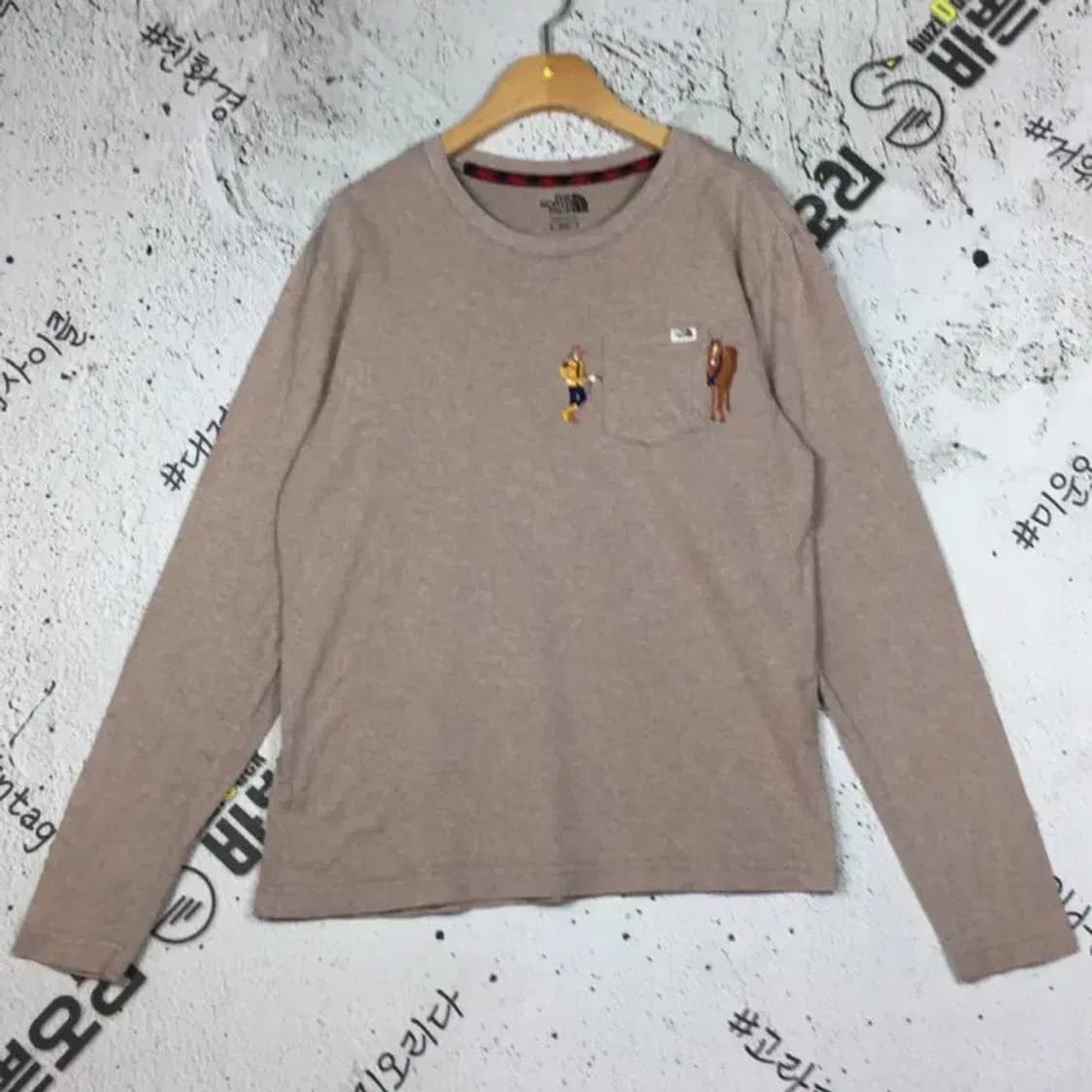 노스페이스 여성 포켓 긴팔 티 멜란지 베이지 M/95 2100153 상품이미지1