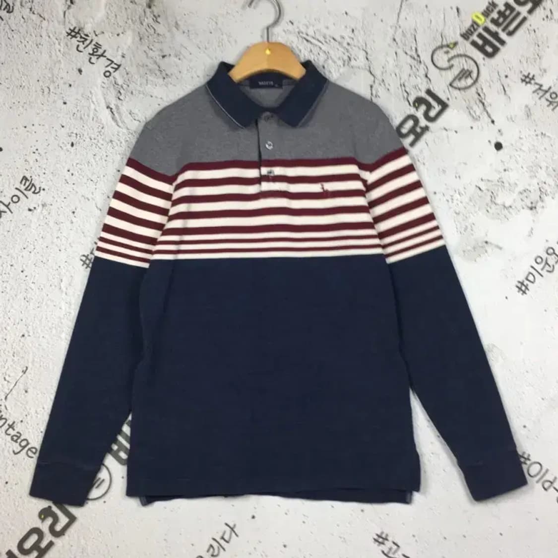 헤지스 캐쥬얼 PK 카라 긴팔 티 네이비 100 2100154 상품이미지1