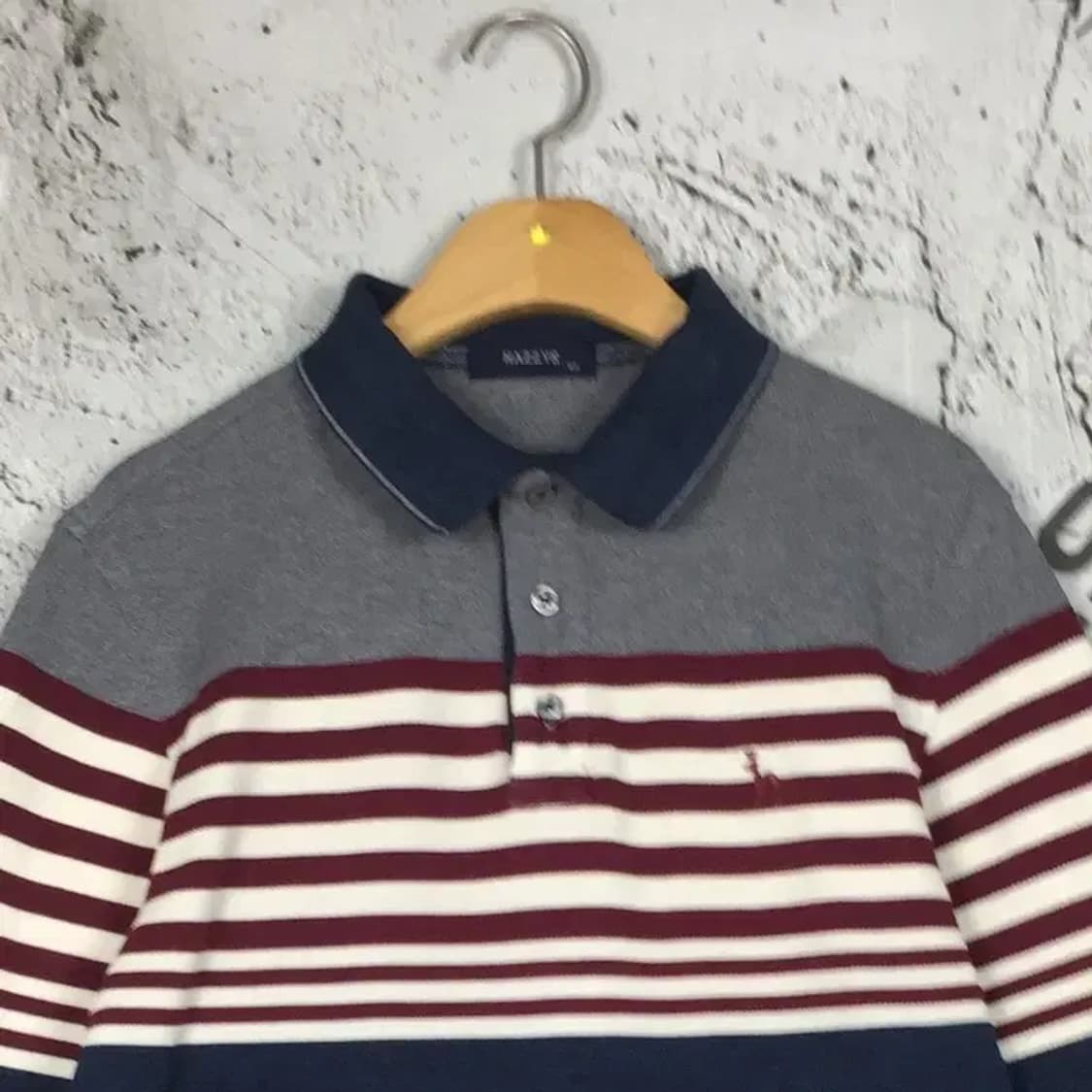 헤지스 캐쥬얼 PK 카라 긴팔 티 네이비 100 2100154 상품이미지5