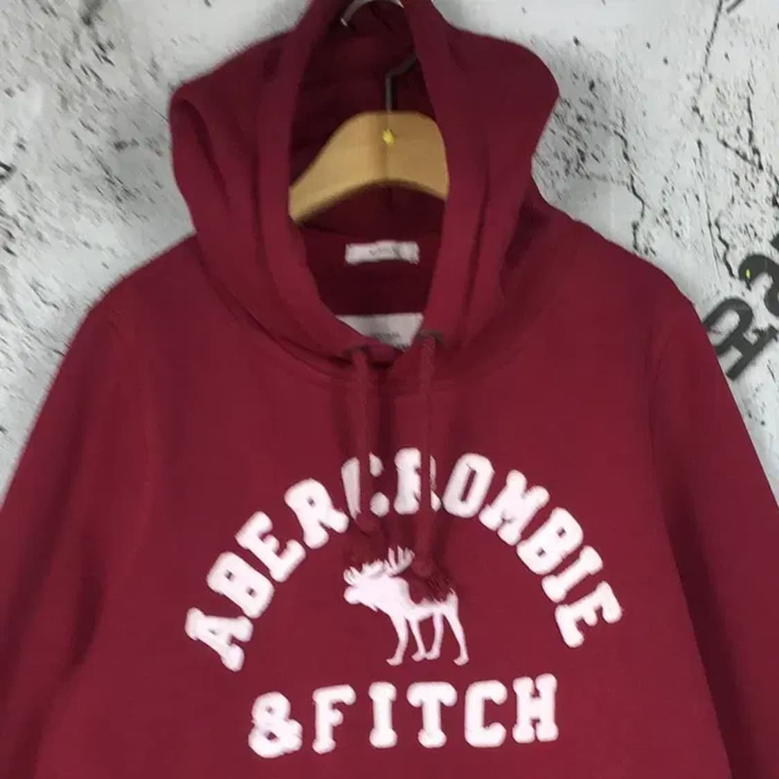 아베크롬비 빅로고 기모 후드티 와인 S 2300201 상품이미지5