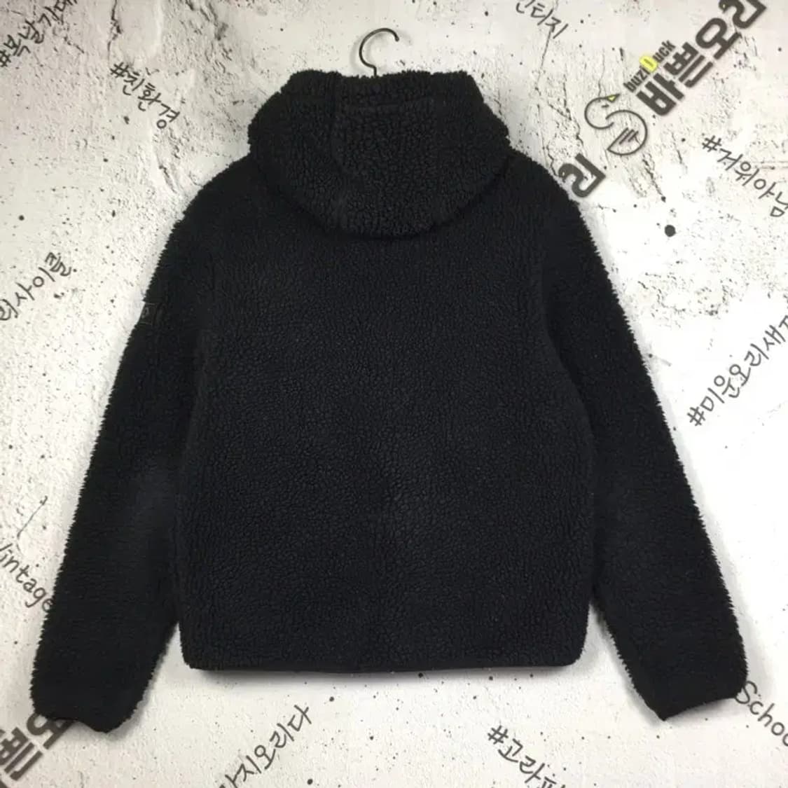 내셔널지오그래픽 와펜 뽀글이 후리스 후드 집업 블랙 S 3400145 상품이미지2