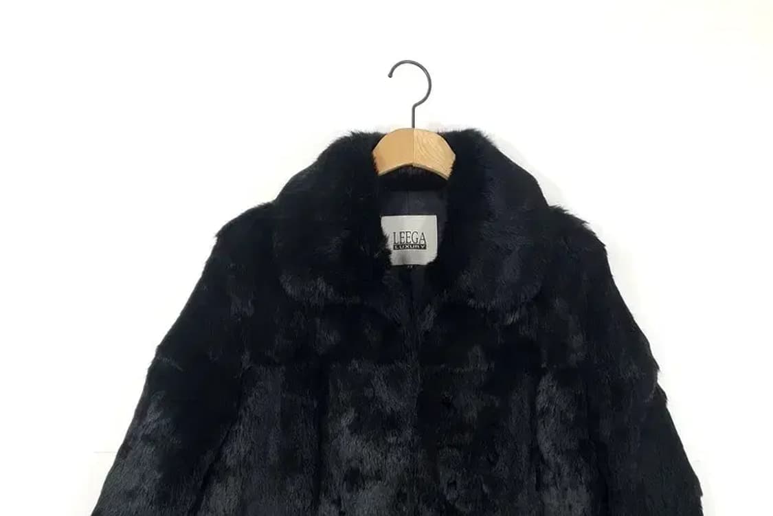 LEEGA 100% 리얼 토끼털 반코트 블랙 3400094 상품이미지3