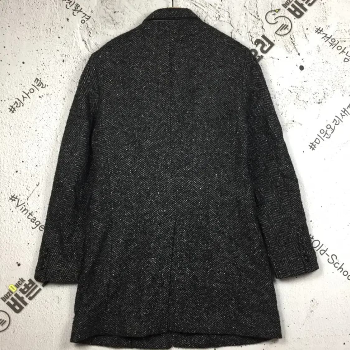 커스텀멜로우 헤링본 울혼방 슬림 싱글 코트 블랙 105 3200079 상품이미지2