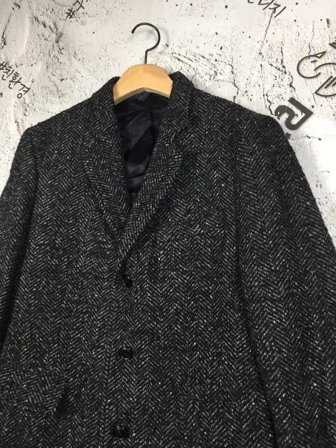 커스텀멜로우 헤링본 울혼방 슬림 싱글 코트 블랙 105 3200079 상품이미지4