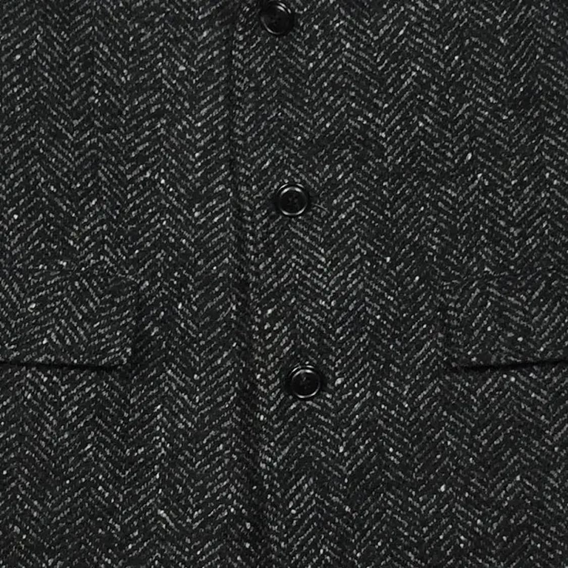 커스텀멜로우 헤링본 울혼방 슬림 싱글 코트 블랙 105 3200079 상품이미지5