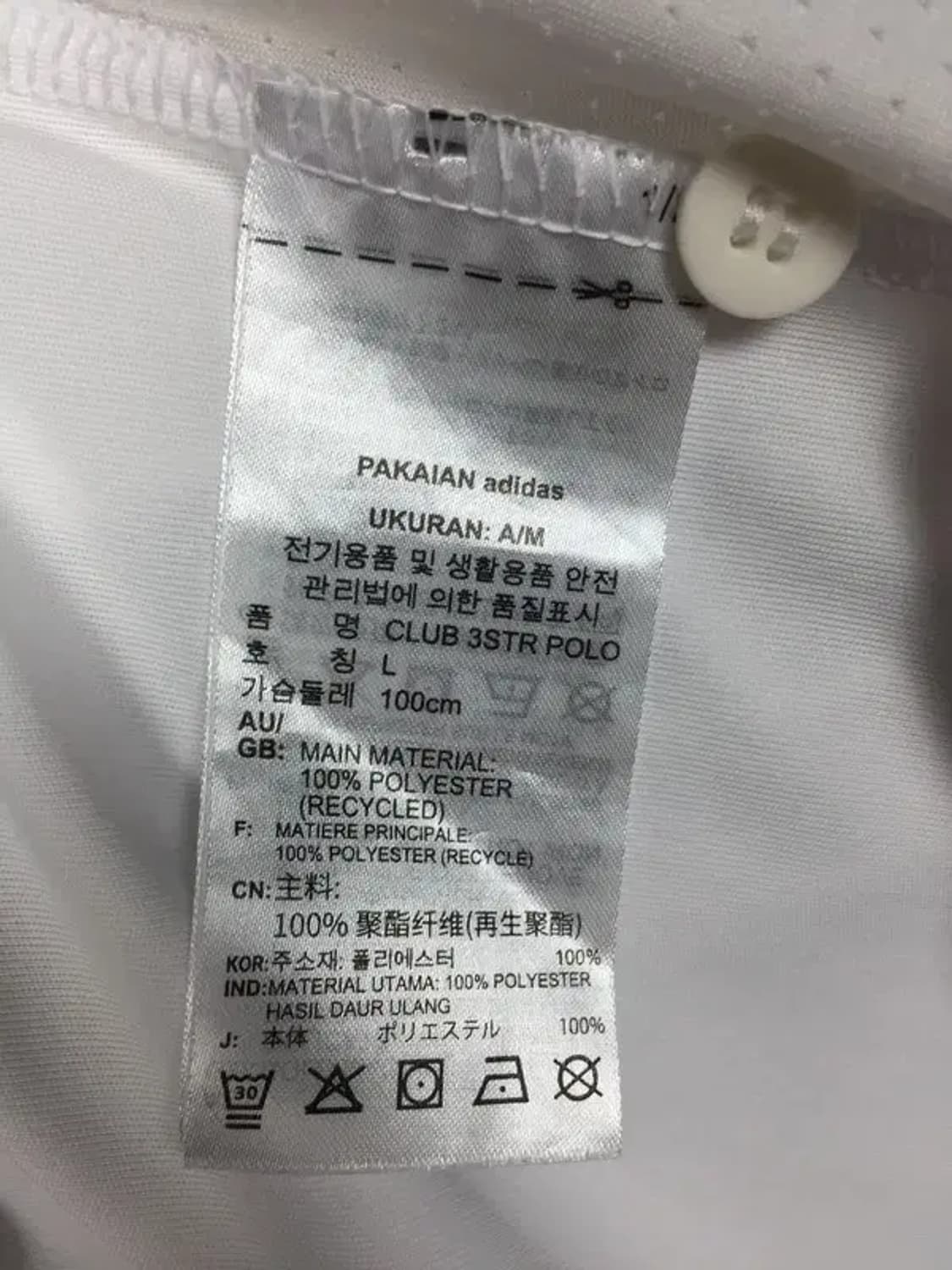 아디다스 클럽 삼선 폴로 반팔 카라티 화이트 L 1000518 상품이미지10
