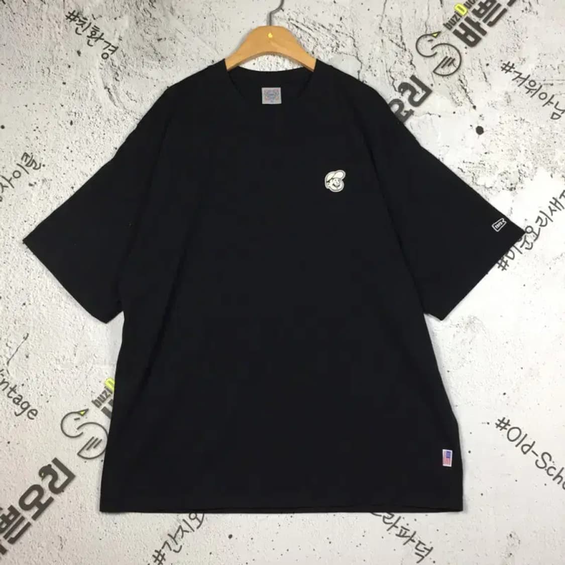 이벳필드 오버핏 로고패치 반팔 티 블랙 XL 1000519 상품이미지1