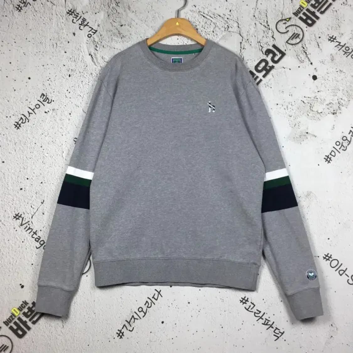 헤지스 테니스 윔블던 맨투맨 배색 라이트 그레이 95 2200244 상품이미지1