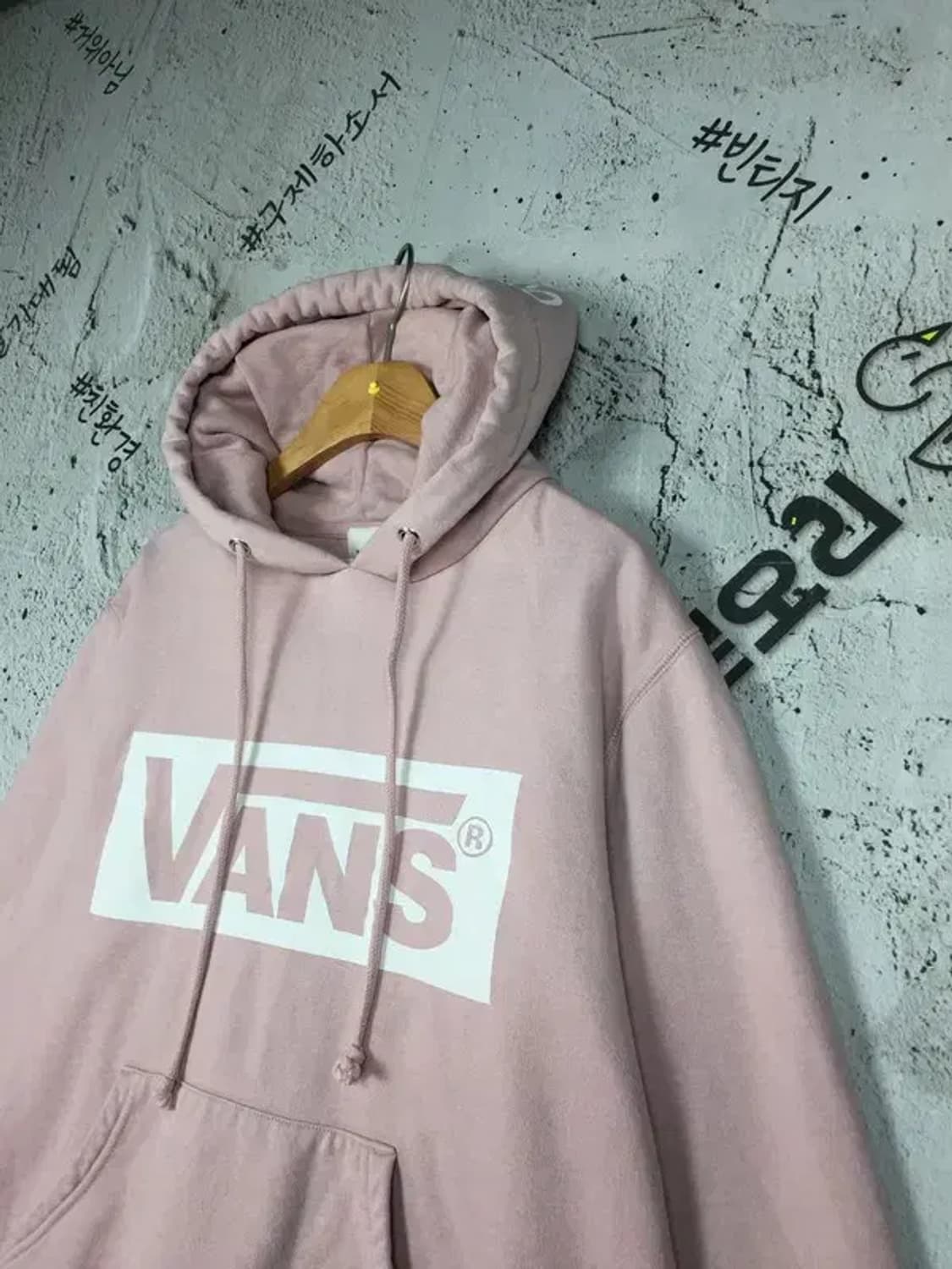 반스 스퀘어 빅로고 약기모 후드티 라이트 핑크 M 2300231 상품이미지4