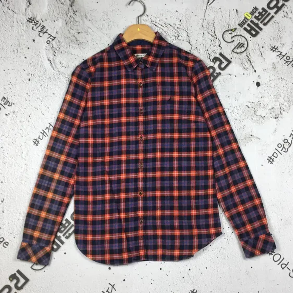 빈폴 여성 도톰 남방 셔츠 네이비 오렌지 타탄 95 1100345 상품이미지1