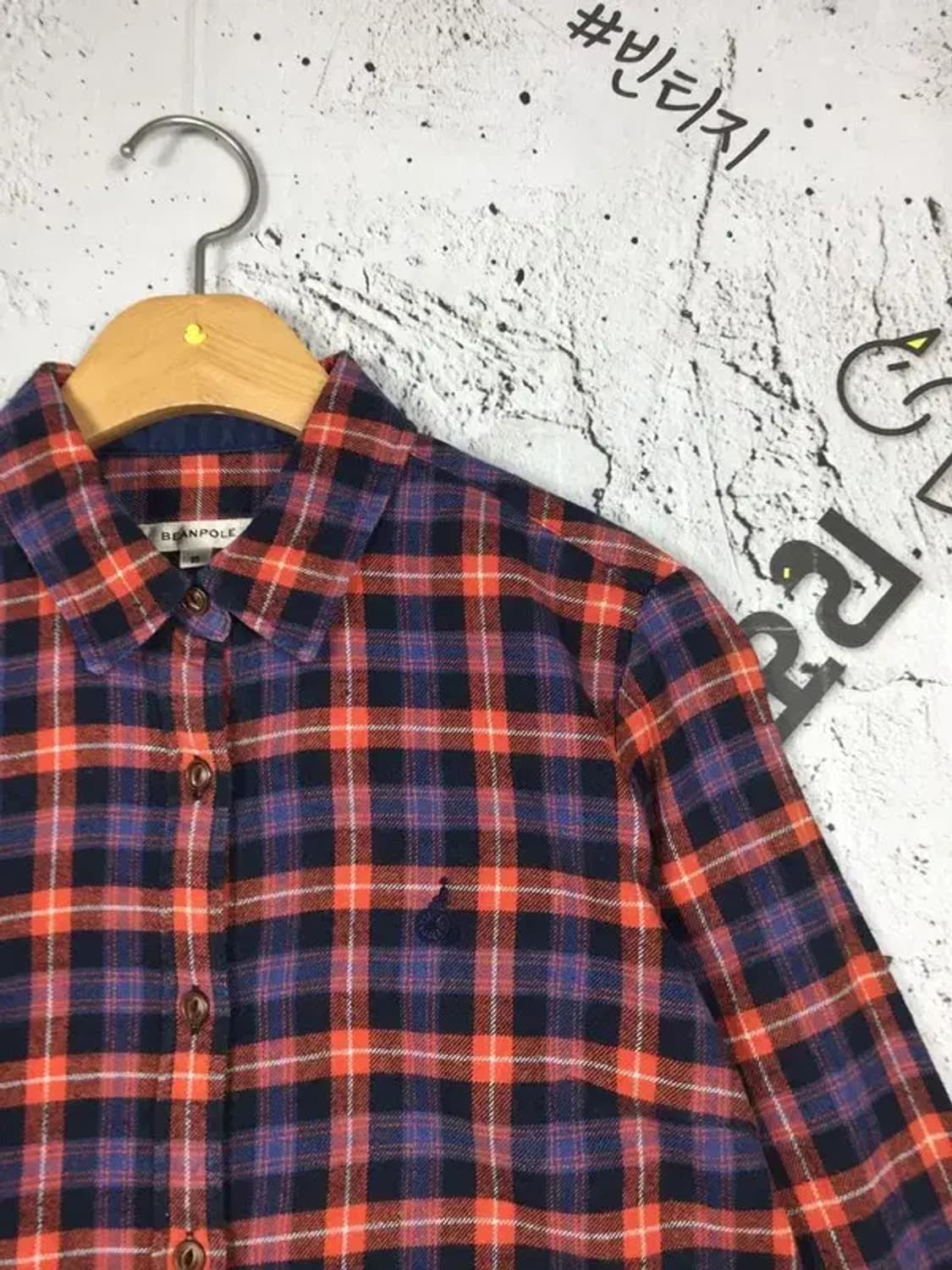 빈폴 여성 도톰 남방 셔츠 네이비 오렌지 타탄 95 1100345 상품이미지4
