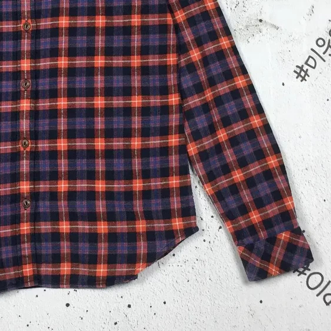 빈폴 여성 도톰 남방 셔츠 네이비 오렌지 타탄 95 1100345 상품이미지7