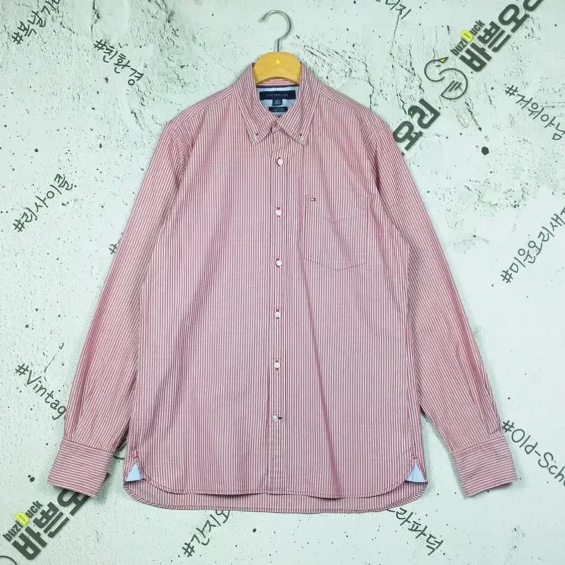 타미힐피거 커스텀핏 셔츠 와인 스트라이프 100 1100344 상품이미지1