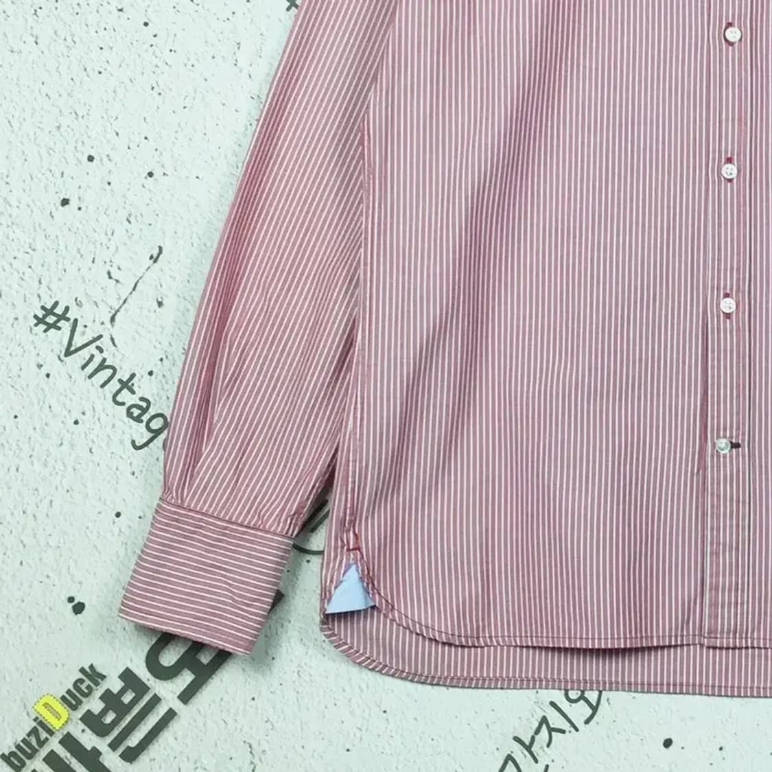 타미힐피거 커스텀핏 셔츠 와인 스트라이프 100 1100344 상품이미지6