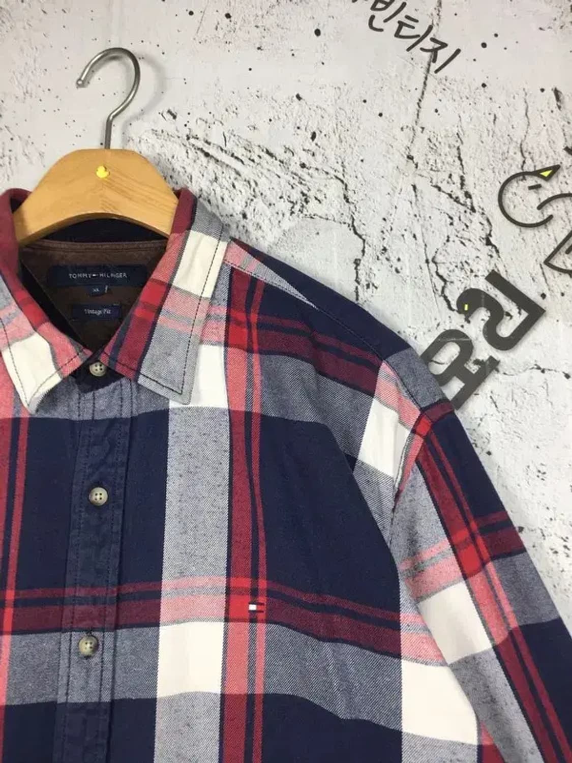 타미힐피거 도톰 빈티지핏 로고 남방 셔츠 네이비 XL 1100348 상품이미지4