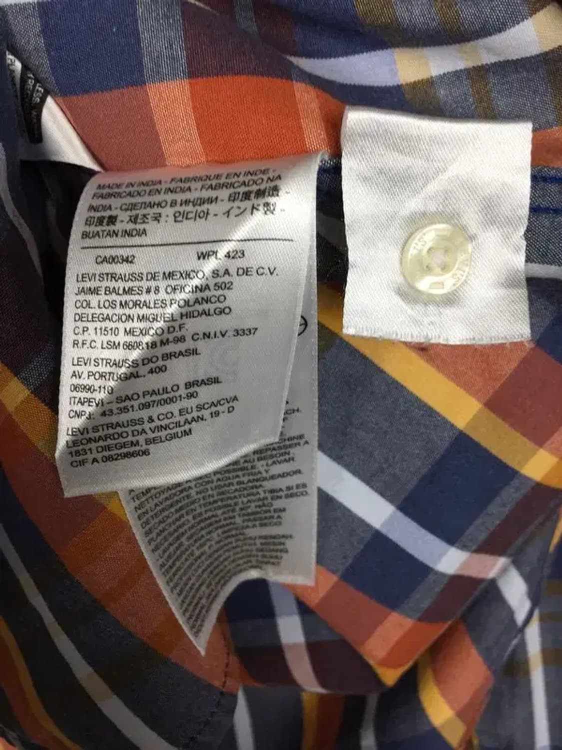 리바이스 슬림핏 남방 셔츠 다채색 타탄 M 1100357 상품이미지9