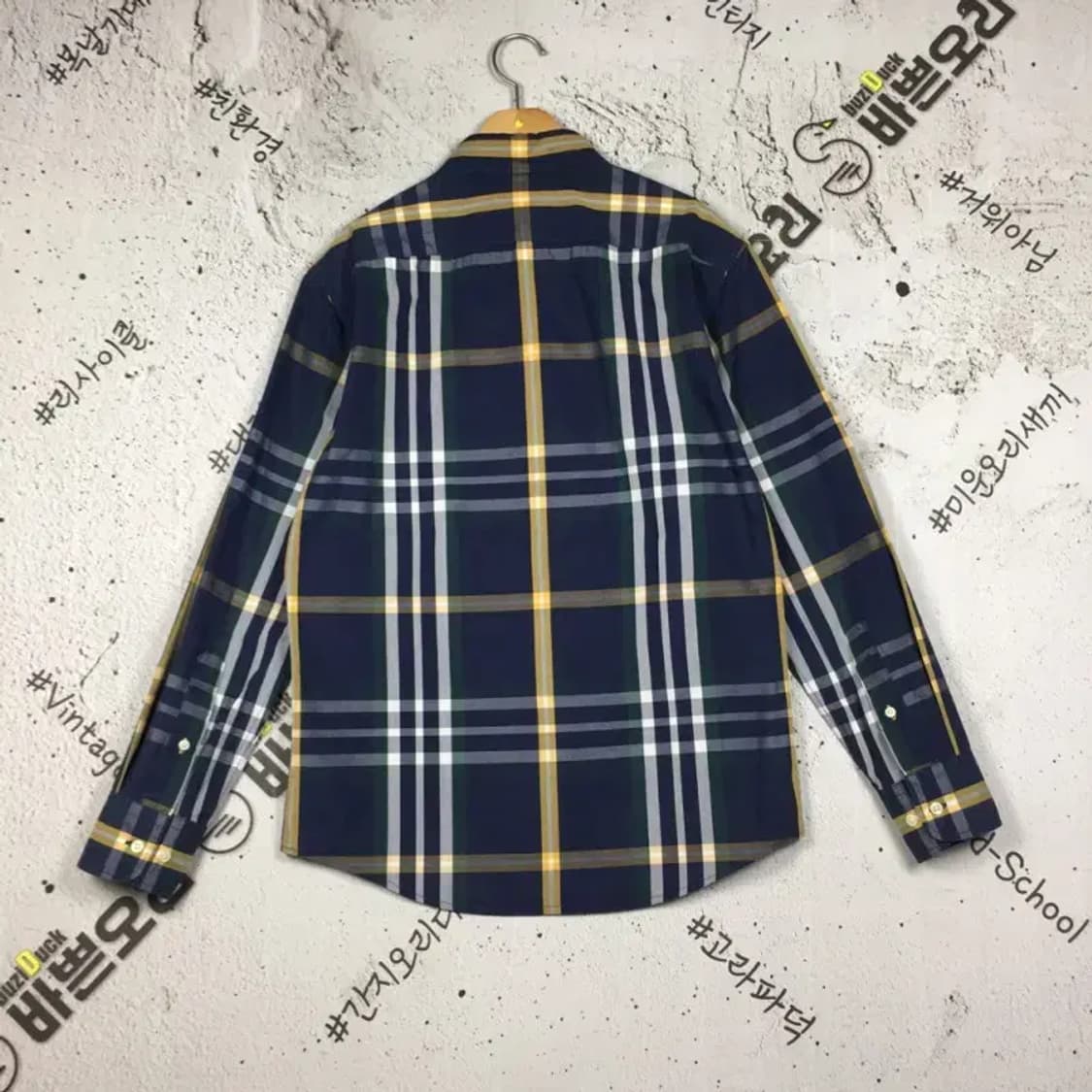 빈폴 슬림핏 로고 남방 셔츠 네이비 체크 L 1100362 상품이미지2