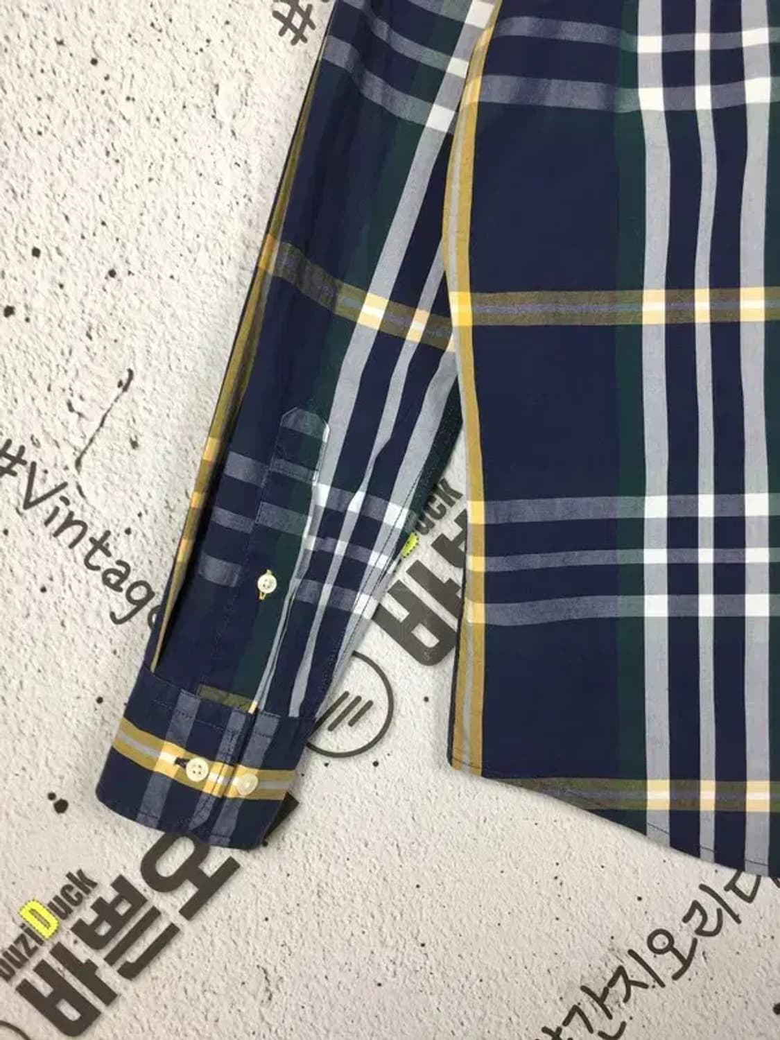 빈폴 슬림핏 로고 남방 셔츠 네이비 체크 L 1100362 상품이미지6