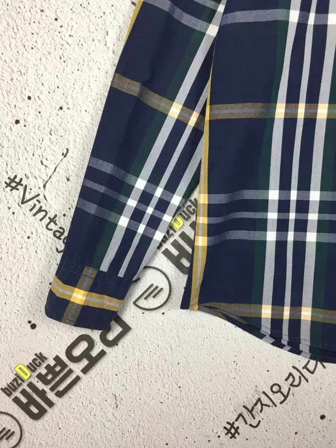 빈폴 슬림핏 로고 남방 셔츠 네이비 체크 L 1100362 상품이미지7