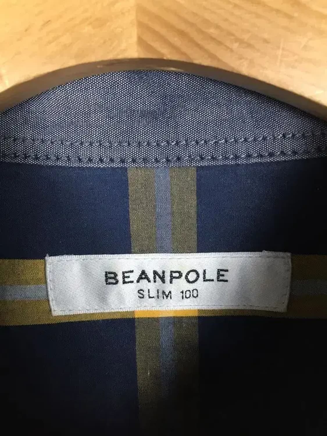 빈폴 슬림핏 로고 남방 셔츠 네이비 체크 L 1100362 상품이미지8