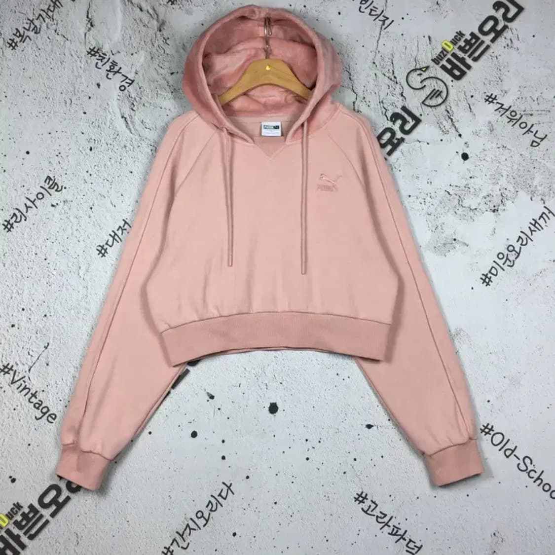 퓨마 여성 크롭 벨벳 후드티 라이트 핑크 S 2300238 상품이미지1